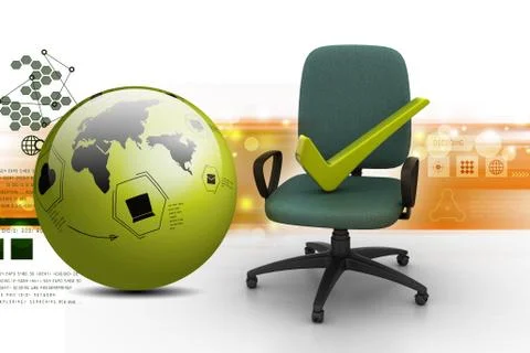 Right mark sitting comfortable computer chair Stock Illustration