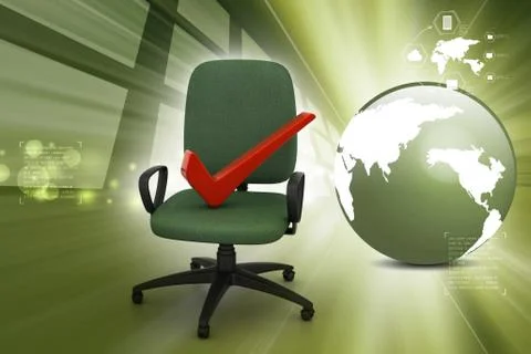 Right mark sitting comfortable computer chair 스톡 일러스트