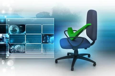 Right mark sitting comfortable computer chair 스톡 일러스트