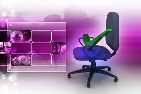 Right mark sitting comfortable computer chair Illustrazione stock