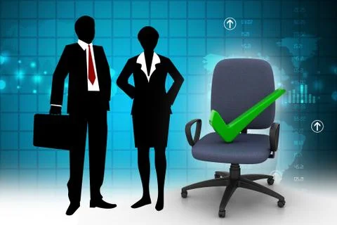 Right mark sitting comfortable computer chair 스톡 일러스트