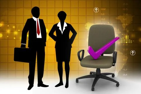 Right mark sitting comfortable computer chair Illustrazione stock