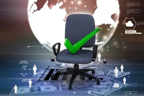 Right mark sitting comfortable computer chair 스톡 일러스트
