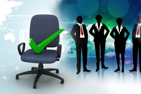 Right mark sitting comfortable computer chair 스톡 일러스트