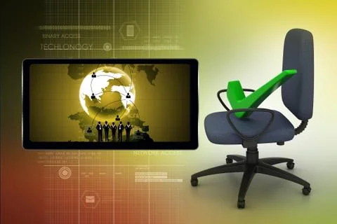 Right mark sitting comfortable computer chair Stock Illustration