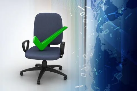 Right mark sitting comfortable computer chair Stock Illustration