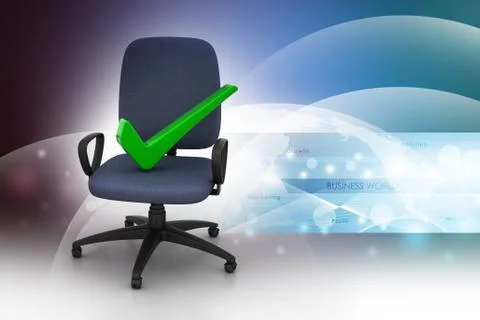 Right mark sitting comfortable computer chair Stock Illustration
