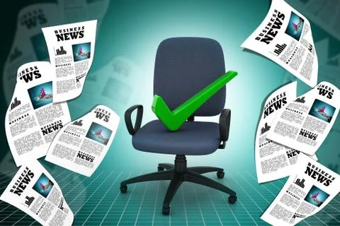 Right mark sitting comfortable computer chair Illustrazione stock