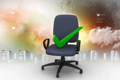 Right mark sitting comfortable computer chair Stock Illustration