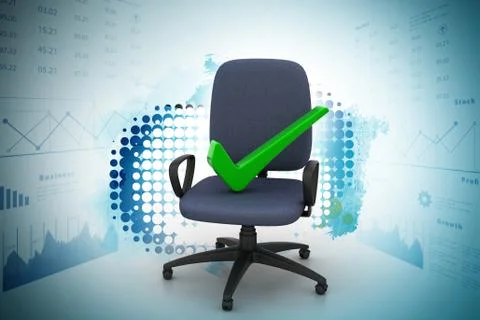 Right mark sitting comfortable computer chair Illustrazione stock