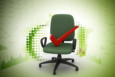 Right mark sitting comfortable computer chair Stock Illustration