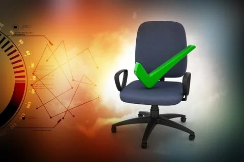 Right mark sitting comfortable computer chair Stock Illustration