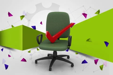 Right mark sitting comfortable computer chair Illustrazione stock
