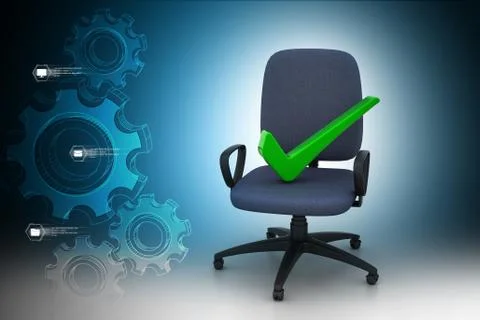 Right mark sitting comfortable computer chair 스톡 일러스트