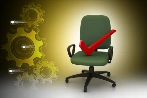 Right mark sitting comfortable computer chair Stock Illustration