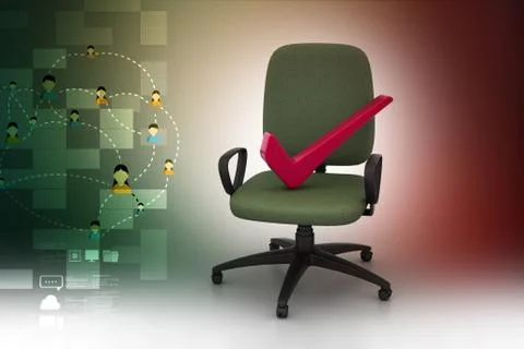 Right mark sitting comfortable computer chair 스톡 일러스트
