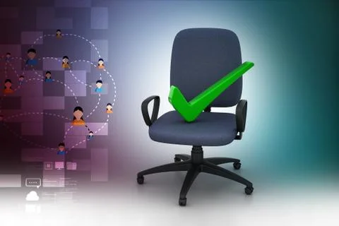 Right mark sitting comfortable computer chair 스톡 일러스트