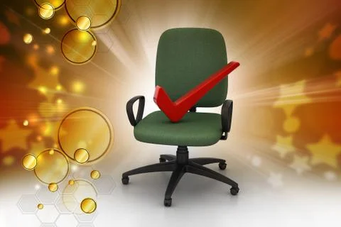 Right mark sitting comfortable computer chair 스톡 일러스트