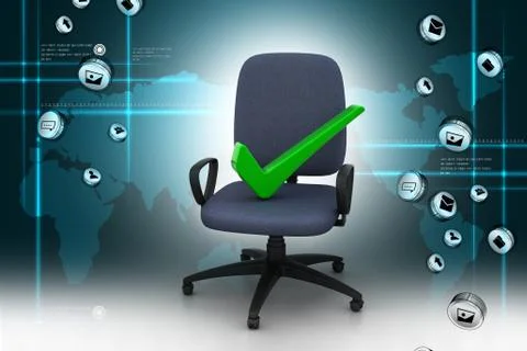 Right mark sitting comfortable computer chair Stock Illustration