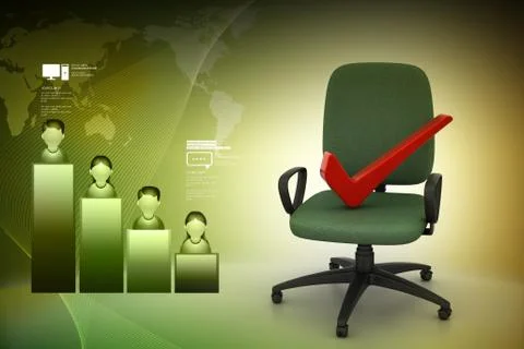 Right mark sitting comfortable computer chair 스톡 일러스트