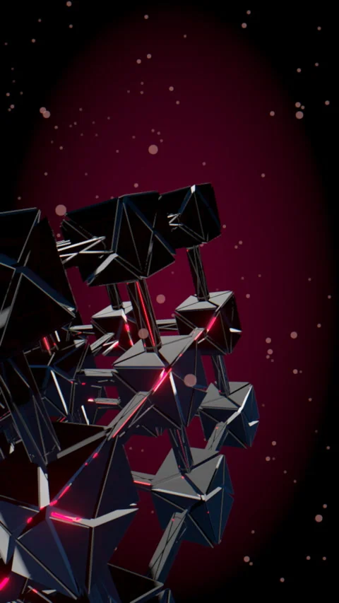 Right-offset perspective of glowing red blockchain nodes processing secure, 4K Stock Footage 336779966