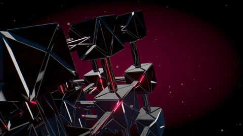 Right-offset perspective of glowing red blockchain nodes processing secure, 4K Stock Footage 336780010