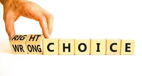 Right or wrong choice symbol. Concept words Right choice or Wrong choice on.. Stock Photos