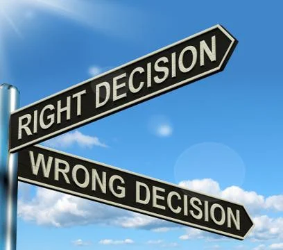 Right or wrong decision signpost showing confusion outcome and counceling Stock Illustration