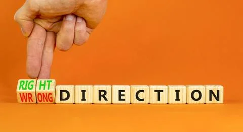 Right or wrong direction symbol. Concept words Right direction Wrong direct.. Stock Photos