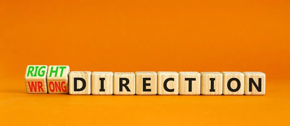 Right or wrong direction symbol. Concept words Right direction Wrong direct.. Stock Photos