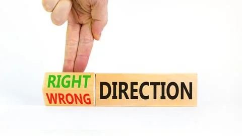Right or wrong direction symbol. Concept words Right direction Wrong directio Stock Photos