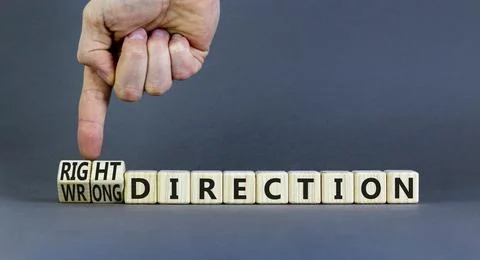 Right or wrong direction symbol. Concept words Right direction Wrong direct.. Stock Photos