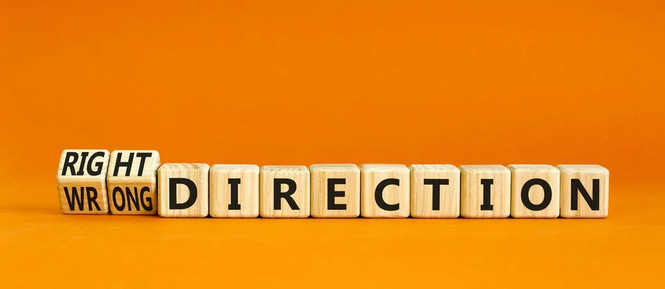 Right or wrong direction symbol. Concept words Right direction Wrong directio Stock Photos