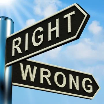 Right or wrong directions on a signpost Stock Illustration