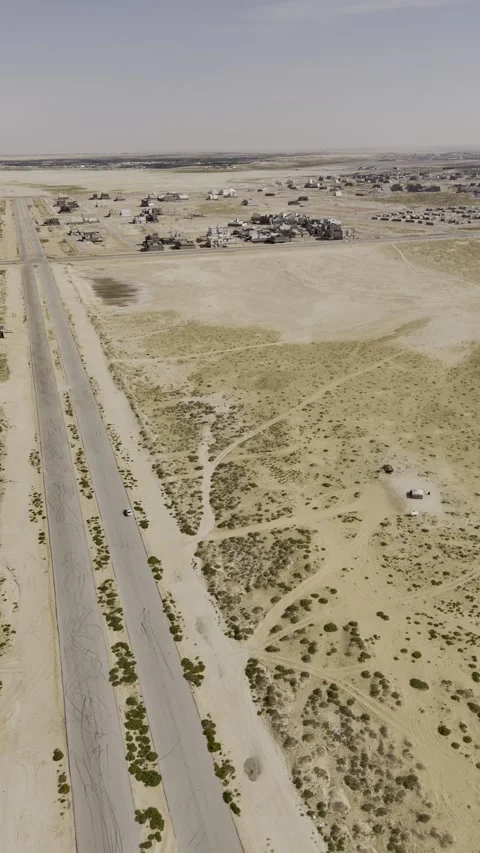 Right Orbit Around Desert Development Site in Al Ahsa, Saudi Arabia Stock Footage 341396752