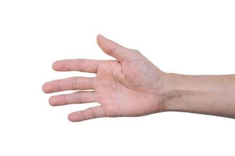 Right palm hand of young man, Isolated on white background with clipping path Stock Photos