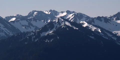 Right pan over a snowy mountain range Stock Footage 59112742