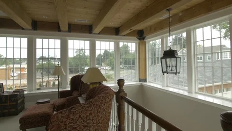Right Pan of Second Story Interior Windows Stock Footage 100899458