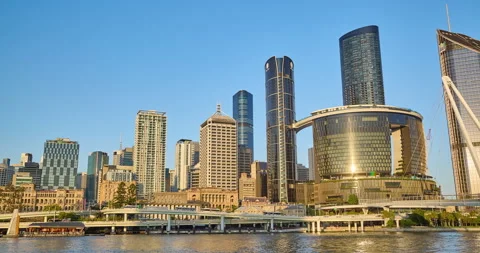 Right pan Time Lapse of Brisbane CBD, QLD, Australia, 10-16-2025 Stock Footage 320035573
