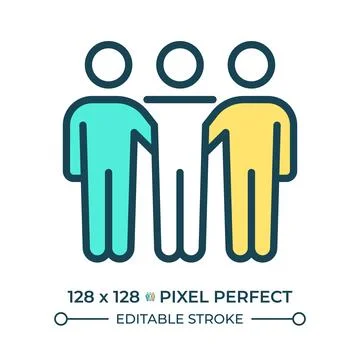 Right of peaceful assembly pixel perfect line color icon 库存插图