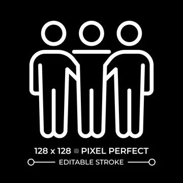 Right of peaceful assembly pixel perfect white line icon in negative space 库存插图