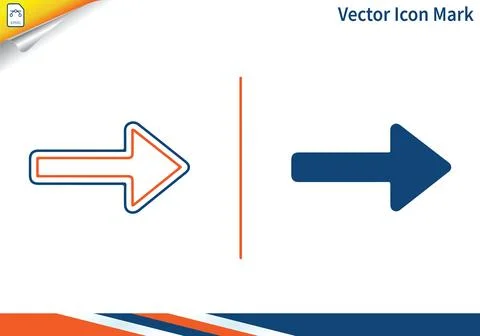 Right pointing arrow direction sign in flat and outline art. Stock Illustration