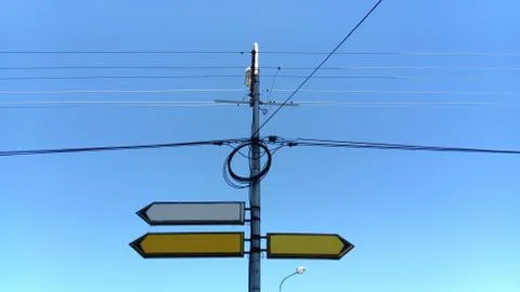 Right pointing blank white direction sign. road signs pointers. Yellow and wh Stock Photos