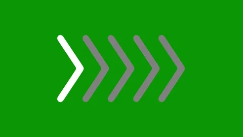 Right pointing chevron arrows moving forward on bright green screen. Stock Footage 334701304