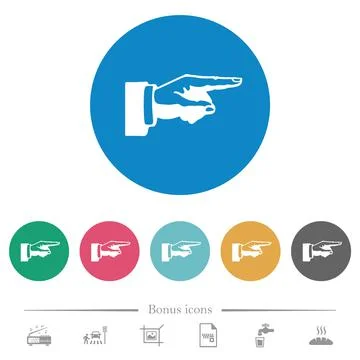 Right pointing hand alternate drawing flat round icons Stock Illustration