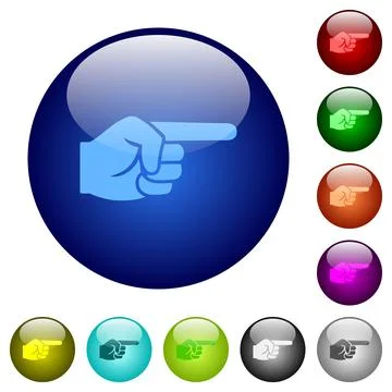 Right pointing hand solid color glass buttons イラスト素材