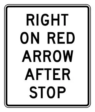 Right on red arrow after stop sign, R10-17a, US road sign Stock Illustration