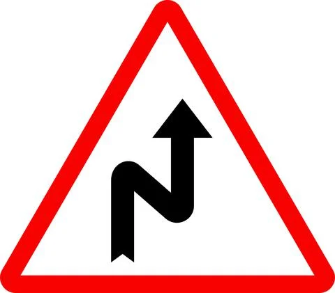 Right reverse bend sign. Illustrazione stock