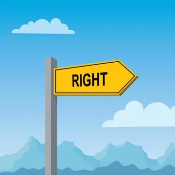 Right, road sign arrow, vector illustration Stock Illustration