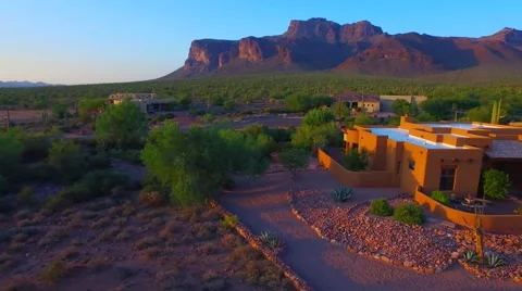 Right rotation pan at Superstition mountain home AZ.mp4 Stock Footage 54257807